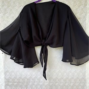 CHIFFON TIED CROP TOP